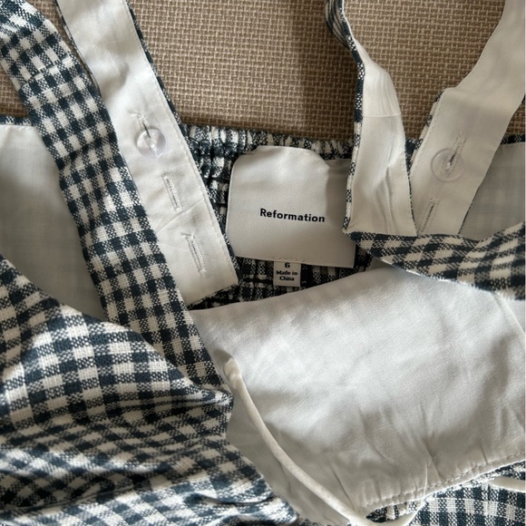 NWT Reformation Balia Linen Top - Slate Check - Picture 6 of 8